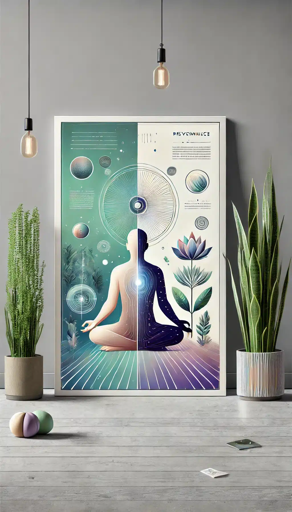 DALL·E 2024-11-02 14.17.56 - A vertical, realistic illustration representing the Psychonaute platform, focused on accessibility, self-discovery, and relaxation through self-hypnos